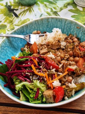 Teriyaki bowl at My Secret Garden Cafe in Vienna