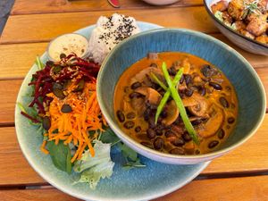 Ragout Stroganoff (Beans and mushrooms)  at My Secret Garden Cafe in Vienna