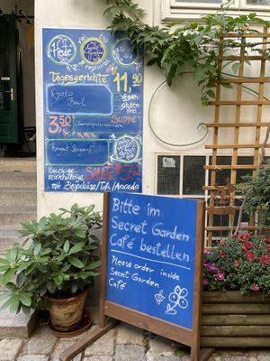 Menu in the garden   at My Secret Garden Cafe in Vienna