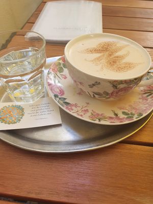 Chai latte with oatmilk at My Secret Garden Cafe in Vienna