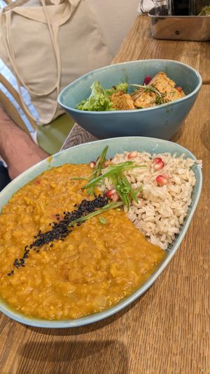Dal and rice at My Secret Garden Cafe in Vienna