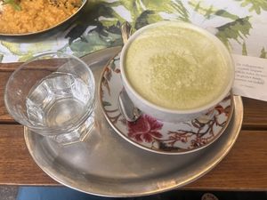 Matcha met amandelmelk   at My Secret Garden Cafe in Vienna