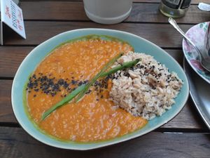 Dal with rice at My Secret Garden Cafe in Vienna