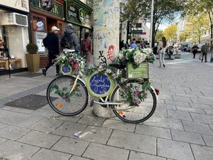 Look for this bicyle in the main shopping street to find My Secret Garden.  at My Secret Garden Cafe in Vienna