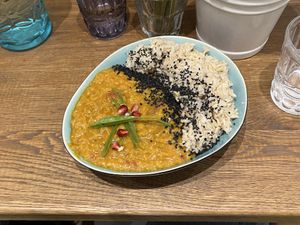 Linsen Dal mit Vollkorn Reis  at My Secret Garden Cafe in Vienna