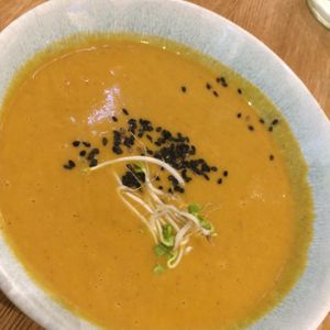 Vegan soup at My Secret Garden Cafe in Vienna