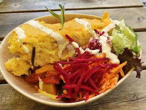 Provincial ratatouille with rosemary polenta at My Secret Garden Cafe in Vienna