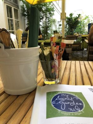 Table setting  at My Secret Garden Cafe in Vienna