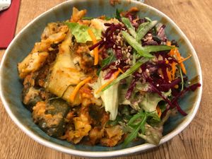 Vegan lasagna at My Secret Garden Cafe in Vienna