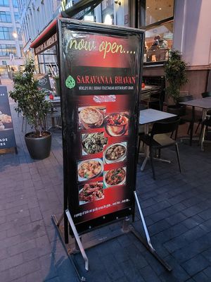 Outdoor area of the restaurant at Saravana Bhavan in Brussels