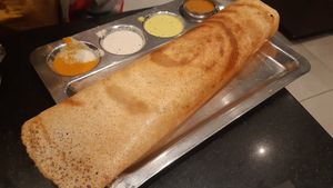 Masala dosa with three chutneys at Saravana Bhavan in Brussels