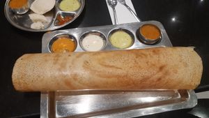 Masala dosa with sambar and chutney at Saravana Bhavan in Brussels
