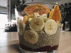 Chia pudding in coconut milk at bistro ZDRAVO in Sarajevo