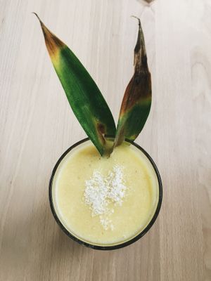 Pineapple coconut smoothie at bistro ZDRAVO in Sarajevo