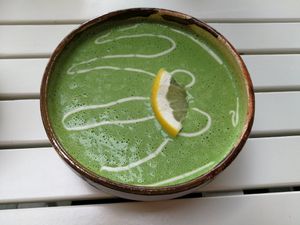 Spinach soup at bistro ZDRAVO in Sarajevo