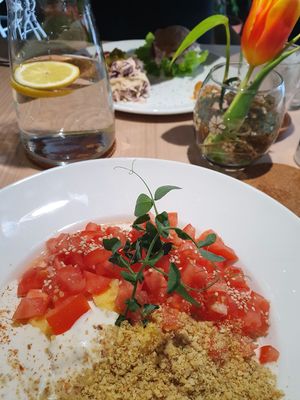 Cornmeal porridge at bistro ZDRAVO in Sarajevo