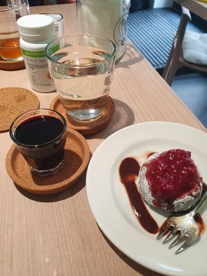 Raspbery cake at bistro ZDRAVO in Sarajevo