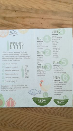 Menu at Greenbowl Poke and Coffee in Bielefeld