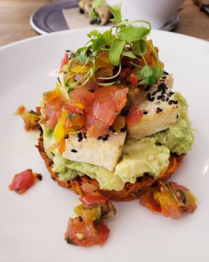 The Bel-Air "make it vegan" with sesame tofu. at The Good Life Eatery in North West London