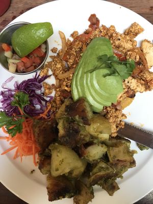 Vegan huevos rancheros (1/2 size) with pesto potatoes!  at Mo:Lé - Pandora in Victoria