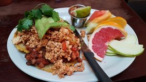 Vegan version of huevos rancheros. at Mo:Lé - Pandora in Victoria