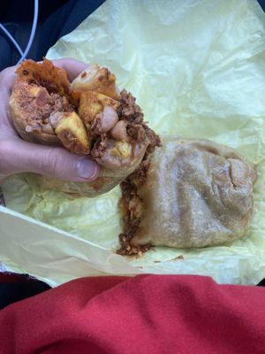 Chorizo con Huevo breakfast, in a burrito $9.99, super filling I could only eat half of it   at Borreguitas in Pomona