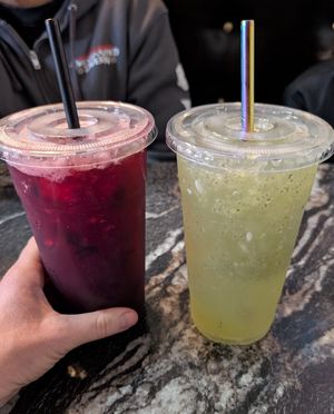 Agua frescas were delicioso! We used our own straws at Borreguitas in Pomona
