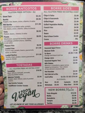 Menu (Feb 2025) at Borreguitas in Pomona