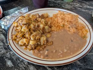 Chorizo con papas breakfast plate. Really good! at Borreguitas in Pomona