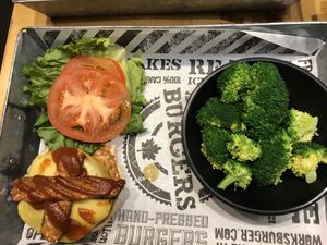 Great Bacon Cheeseburger  at The Works in Niagara Falls