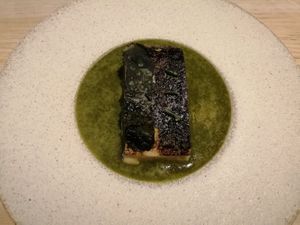 Chickpea tofu, dessert lime and old man salt bush at Lûmé in South Melbourne