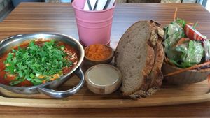 Shakshuka. Soooo delicious!  at I'm Here Because of my Wife - Ani Po Biglal Ishti - אני פה בגלל אשתי in Jerusalem