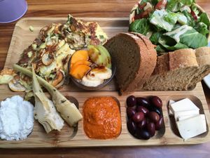 One of the breakfasts  at I'm Here Because of my Wife - Ani Po Biglal Ishti - אני פה בגלל אשתי in Jerusalem