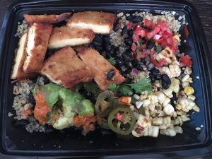 Sonoran bowl with tofu minus the tortilla chips  at Veggie Grill by Next Level in El Segundo