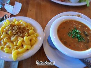 Mac and Cheese and the daily soup (gumbo) at Veggie Grill by Next Level in El Segundo