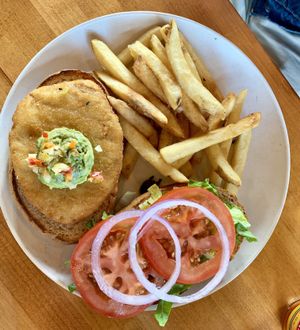 Santa Fe Crispy Chickin’ with fries at Veggie Grill by Next Level in El Segundo