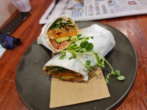 Falafel wrap at Perfect Break Vegetarian Cafe in Gerringong