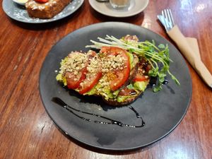 Sourdough stack at Perfect Break Vegetarian Cafe in Gerringong