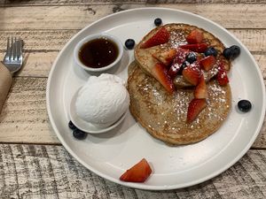 Wholemeal pancakes  at Perfect Break Vegetarian Cafe in Gerringong