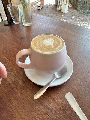 Almond latte   at Perfect Break Vegetarian Cafe in Gerringong