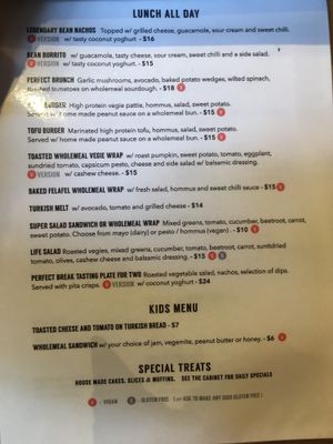 menu 2 at Perfect Break Vegetarian Cafe in Gerringong