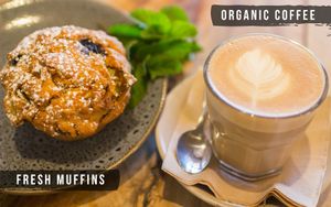 Muffins and Organic Coffee! at Perfect Break Vegetarian Cafe in Gerringong