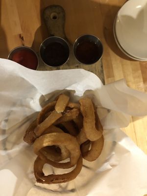 Vegan Onion ring were delicious  at Prairie Bay in Brainerd