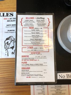 Vegan menu  at Oaxaca Taqueria in Brooklyn