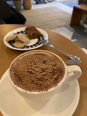 Hot choco and cookies! I love these cookies! at Vegan Space in Seoul