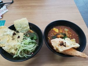 Assam laksa and red curry with home made noodles at Taste of Joy by CCM Foods in North Singapore