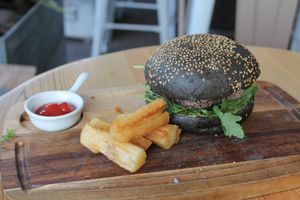 black veggie burger at La Carioca in Barcelona