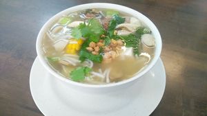 Vegan fish bihun soup at CunThi Good Taste Vegetarian in Penang