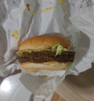 Double vegan burger with vegan cheese at Anti Burger in Panama City