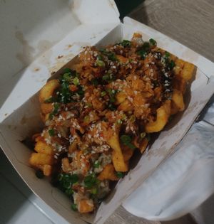 Kimchi fries (vegan) at Anti Burger in Panama City